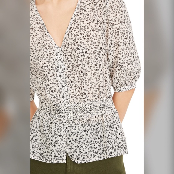 Madewell Tops - Smocked-Waist Top in Woodland Floral